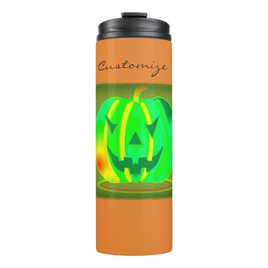 Green Jack o'lantern Halloween Thunder_Cove Thermosbeker (Voorkant)
