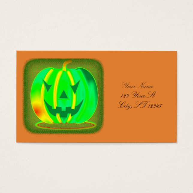 Green Jack o'lantern Halloween Thunder_Cove Visitekaartjes (Voorkant)