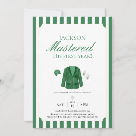 Green Jacket Golf eerste verjaardag uitnodiging