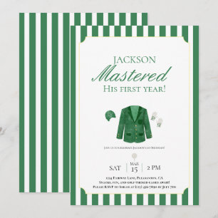 Green Jacket Golf eerste verjaardag uitnodiging