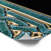 Green Jade en Marmer met Gold Celtic Knot Poster (Hoek)