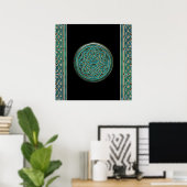 Green Jade en Marmer met Gold Celtic Knot Poster (Thuiskantoor)