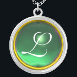 Green Jade Gem Monogram Zilver Vergulden Ketting<br><div class="desc">Elegant en uniek ontwerp met edelsteen. Zeer nauwkeurige modellering en rendering van verpleegkundigen in 3D Studio Max door Bulgan Lumini.Part uit de serie Hyper Talismans.</div>