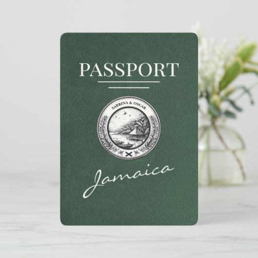 Green Jamaica Passport Bewaar de datum Save The Date (Staand voorkant)