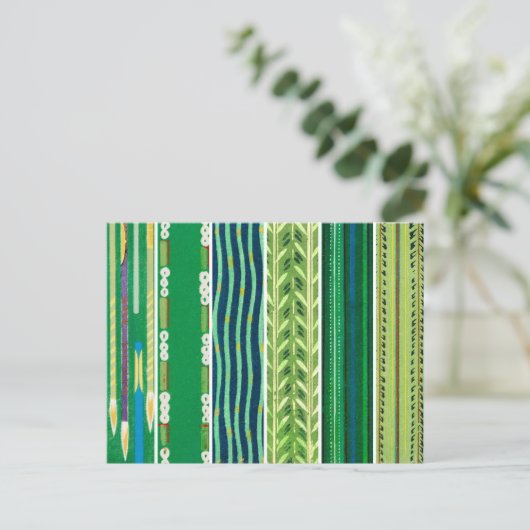 Green Japanese Woodblock Textile Patterns Briefkaart (Staand voorkant)
