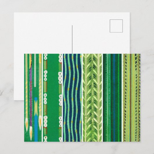 Green Japanese Woodblock Textile Patterns Briefkaart (Voorkant / Achterkant)
