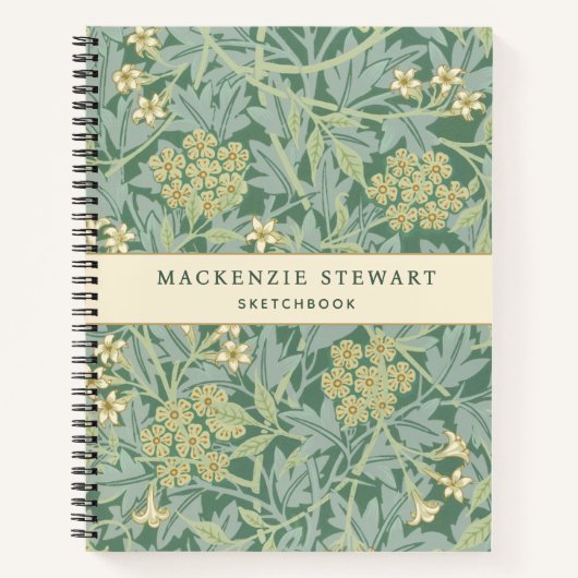 Green Jasmine Botanical Pattern Sketchbook Notitieboek (Voorkant)