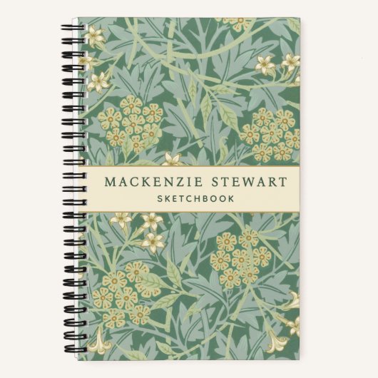 Green Jasmine Botanical Pattern Sketchbook Notitieboek (Voorkant)