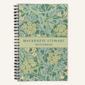 Green Jasmine Floral Pattern Sketchbook Notitieboek (Voorkant)