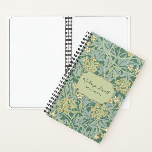Green Jasmine Floral Pattern Sketchbook Notitieboek (Binnen)