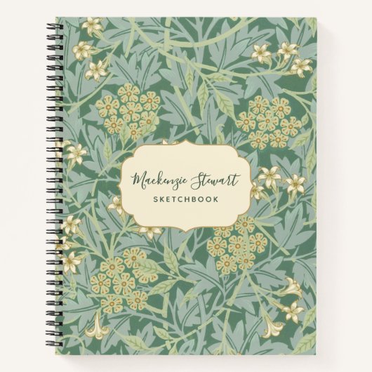Green Jasmine Floral Pattern Sketchbook Notitieboek (Voorkant)
