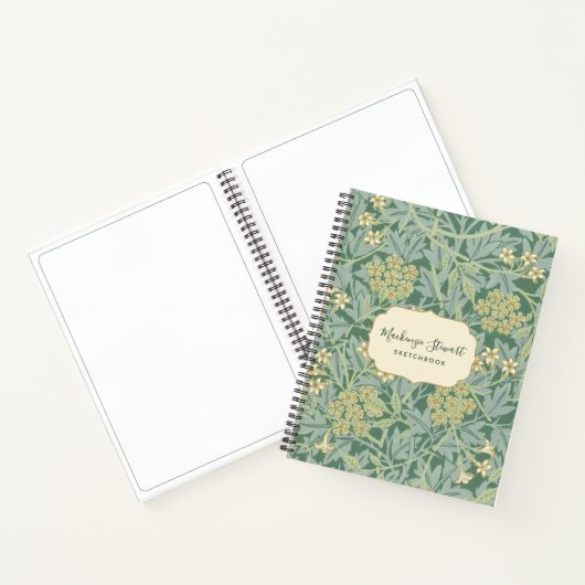 Green Jasmine Floral Pattern Sketchbook Notitieboek (Binnen)