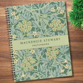 Green Jasmine Floral Pattern Sketchbook Notitieboek