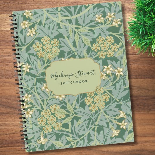 Green Jasmine Floral Pattern Sketchbook Notitieboek