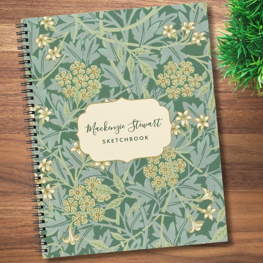 Green Jasmine Floral Pattern Sketchbook Notitieboek