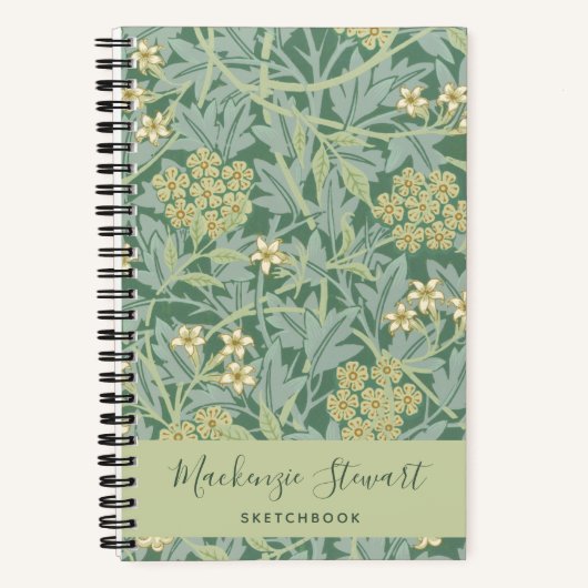 Green Jasmine Floral Pattern Sketchbook Notitieboek (Voorkant)