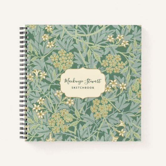 Green Jasmine Floral Pattern Sketchbook Notitieboek (Voorkant)