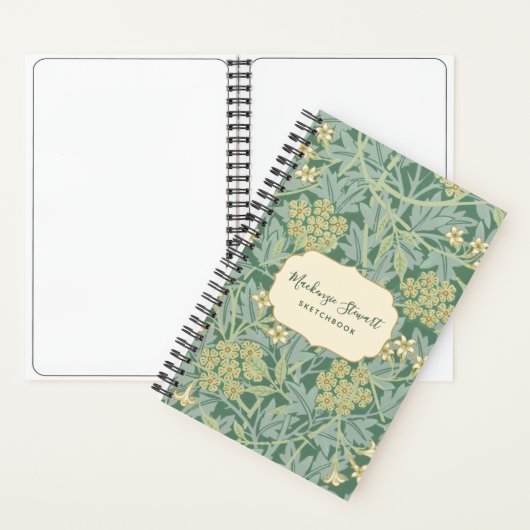 Green Jasmine Floral Pattern Sketchbook Notitieboek (Binnen)