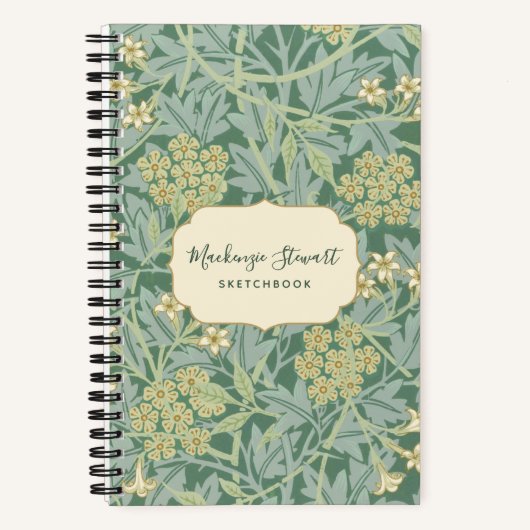 Green Jasmine Floral Pattern Sketchbook Notitieboek (Voorkant)