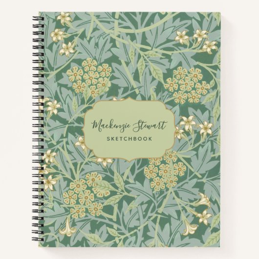 Green Jasmine Floral Pattern Sketchbook Notitieboek (Voorkant)
