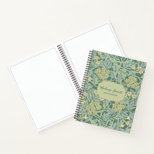 Green Jasmine Floral Pattern Sketchbook Notitieboek (Binnen)