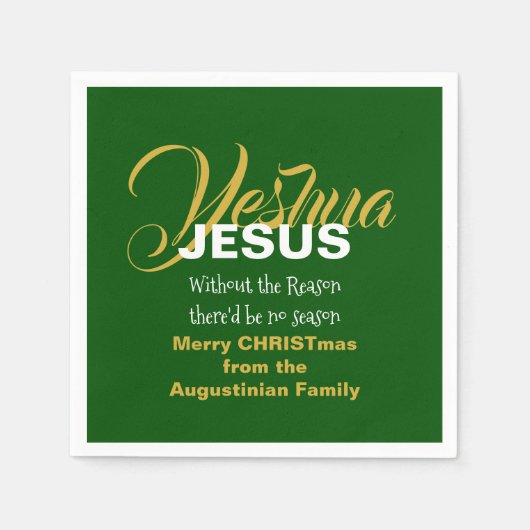 Green JESUS REASON SEASON-kerstpapier Servet (Voorkant)