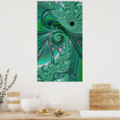 Green Jeweled Bird of Paradise Fractal Abstract Poster (Keuken)
