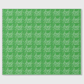 Green Jingle Bells White Text Wrapping Paper Cadeaupapier (Vlak)