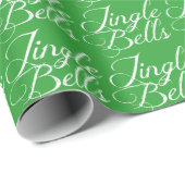 Green Jingle Bells White Text Wrapping Paper Cadeaupapier (Rol Hoek)