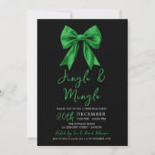 Green Jingle & Mingle Christmas Party Bow Black Kaart (Voorkant)