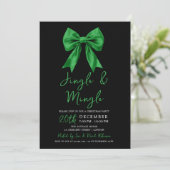 Green Jingle & Mingle Christmas Party Bow Black Kaart (Staand voorkant)