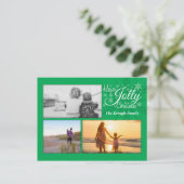 Green Jolly Kerstmis Snowflake Foto Briefkaart (Staand voorkant)