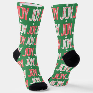 Green Joy Christmas Sokken Rood en Wit Letters
