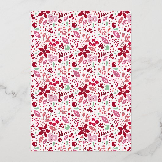 Green JOY Classic GOUD kalligrafie belettering Folie Feestdagenkaart (Achterkant)