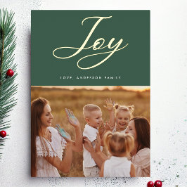 Green JOY Classic GOUD kalligrafie belettering Folie Feestdagenkaart