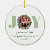 Green JOY Krans Kerstfoto Ornament (Achterkant)