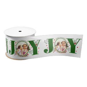 Green Joy met kerstfoto met bessen Satijnen Lint