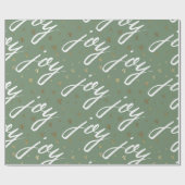Green Joy Script Christmas Wrapping Paper Cadeaupapier (Vlak)