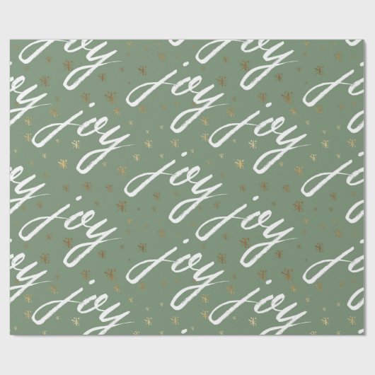 Green Joy Script Christmas Wrapping Paper Cadeaupapier (Vlak)