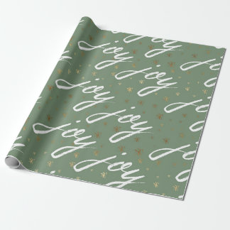 Green Joy Script Christmas Wrapping Paper Cadeaupapier