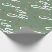 Green Joy Script Christmas Wrapping Paper Cadeaupapier (Hoek)