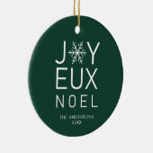 Green Joyeux Noel Modern Typography Holiday Keramisch Ornament (Rechts)
