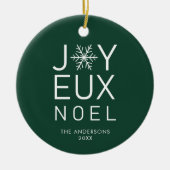 Green Joyeux Noel Modern Typography Holiday Keramisch Ornament (Voorkant)