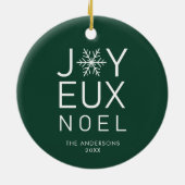 Green Joyeux Noel Modern Typography Holiday Keramisch Ornament (Achterkant)