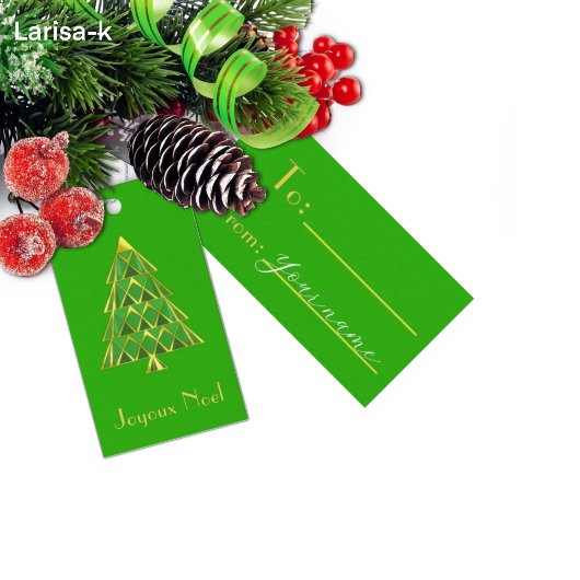 Green Joyoux Noel Christmas Tree Gift Tag Cadeaulabel