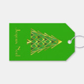Green Joyoux Noel Christmas Tree Gift Tag Cadeaulabel (Voorkant (Horizontaal))