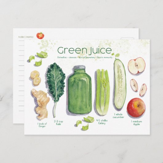 Green Juice Recipe Briefkaart (Voorkant / Achterkant)