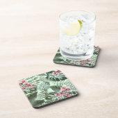 Green Jungle Print and Orchids Plastic Coaster Set Bier Onderzetter (Rechterzijde)