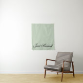 Green Just Married Fabric Car Wedding Banner Sign Wandkleed (In situ)