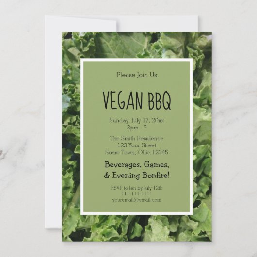 Green Kale Vegan Bbq Cookout Party Kaart (Voorkant)